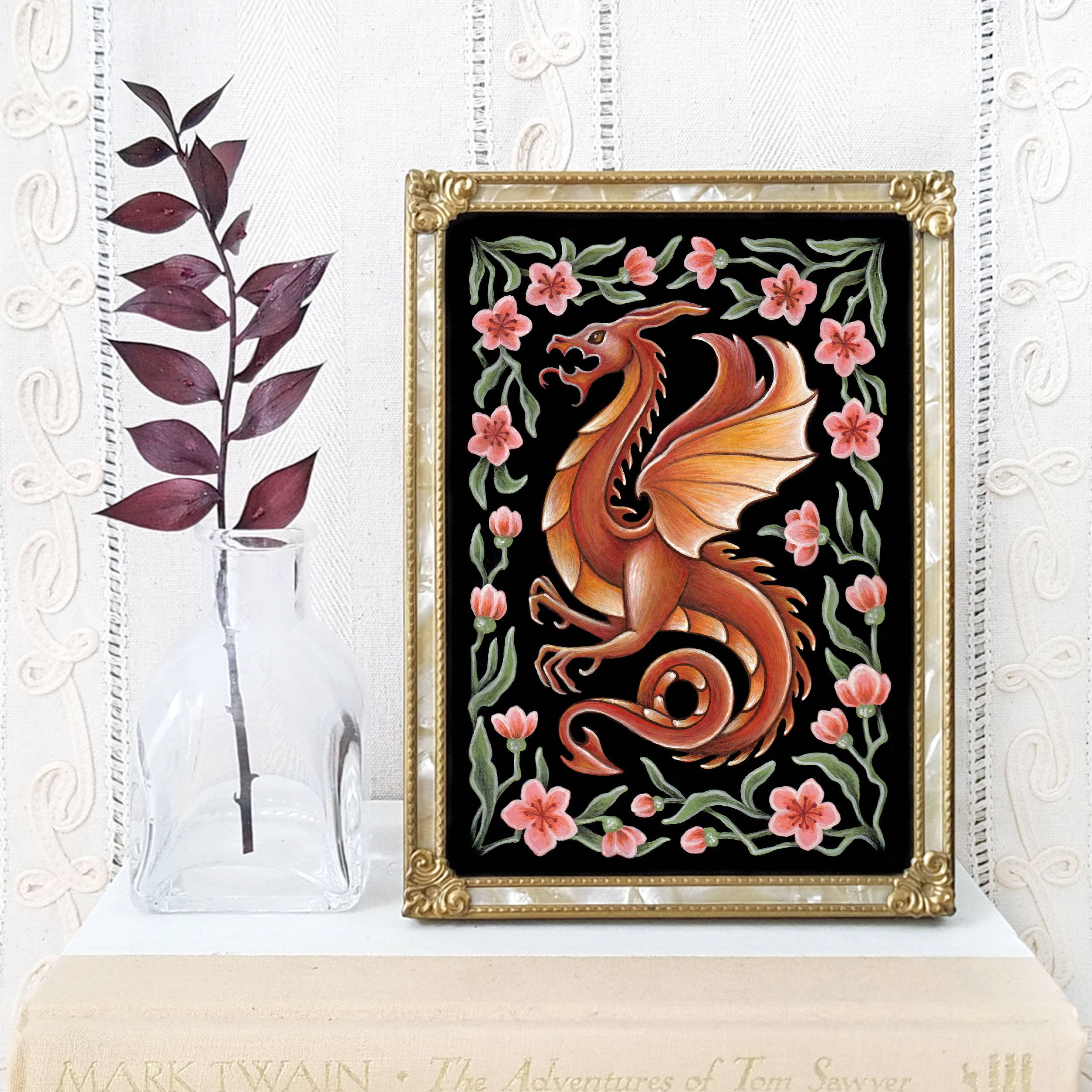 Dragon Art Print Folk Decor: 5x7